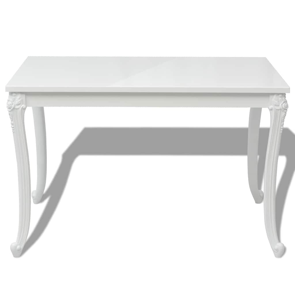 243383 vidaXL Dining Table 116x66x76 cm High Gloss White