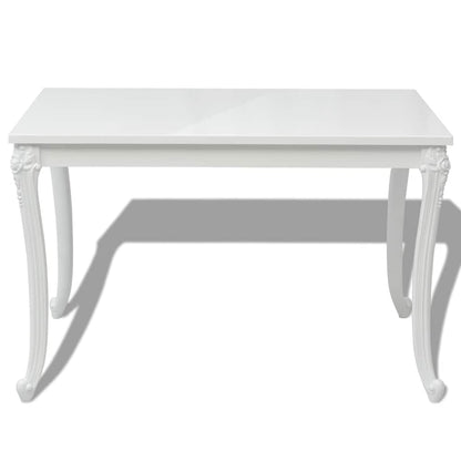 243383 vidaXL Dining Table 116x66x76 cm High Gloss White