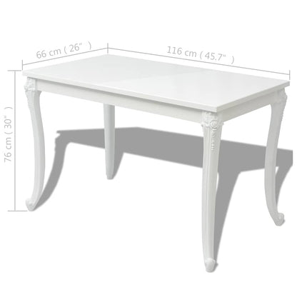 243383 vidaXL Dining Table 116x66x76 cm High Gloss White