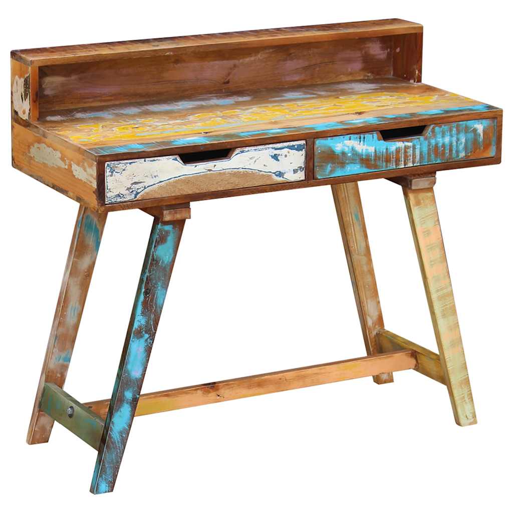 243270 vidaXL Desk Solid Reclaimed Wood - Multicolour - 100 x 45 x 90 cm