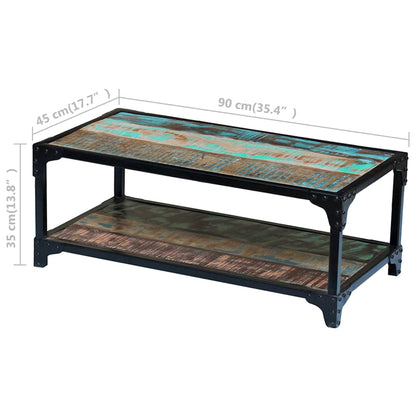vidaXL Coffee Table Solid Reclaimed Wood - Multicolour - 90 x 45 x 35 cm