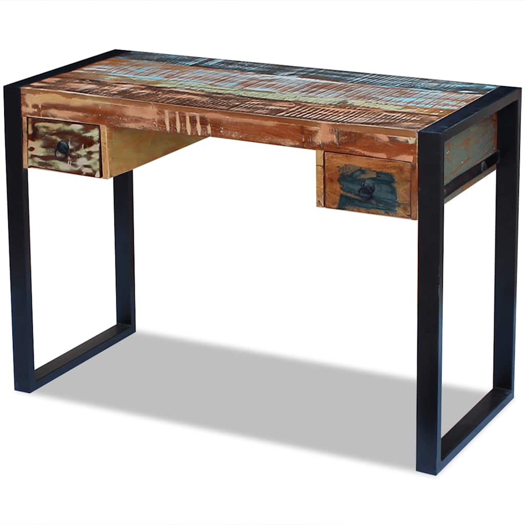 243276 vidaXL Desk Solid Reclaimed Wood - Multicolour - 110 x 50 x 77 cm