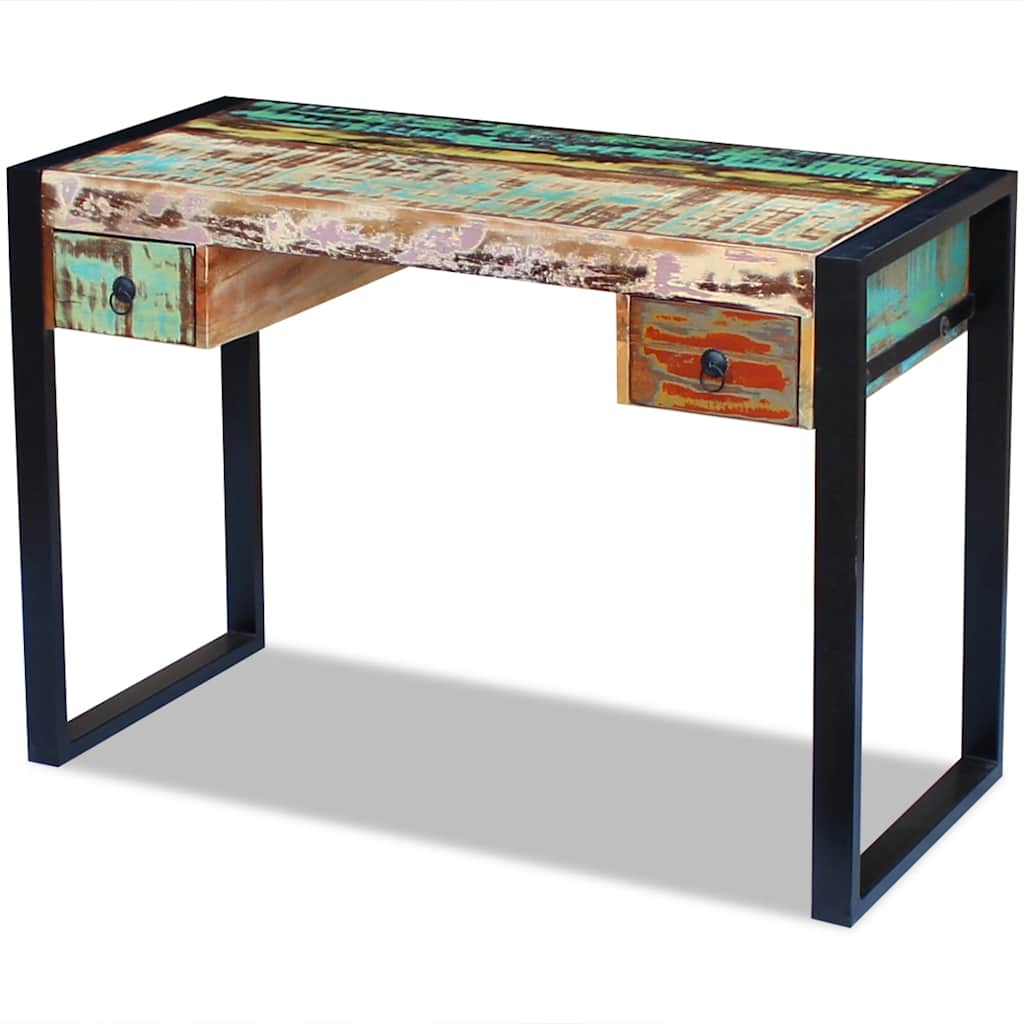 243276 vidaXL Desk Solid Reclaimed Wood - Multicolour - 110 x 50 x 77 cm