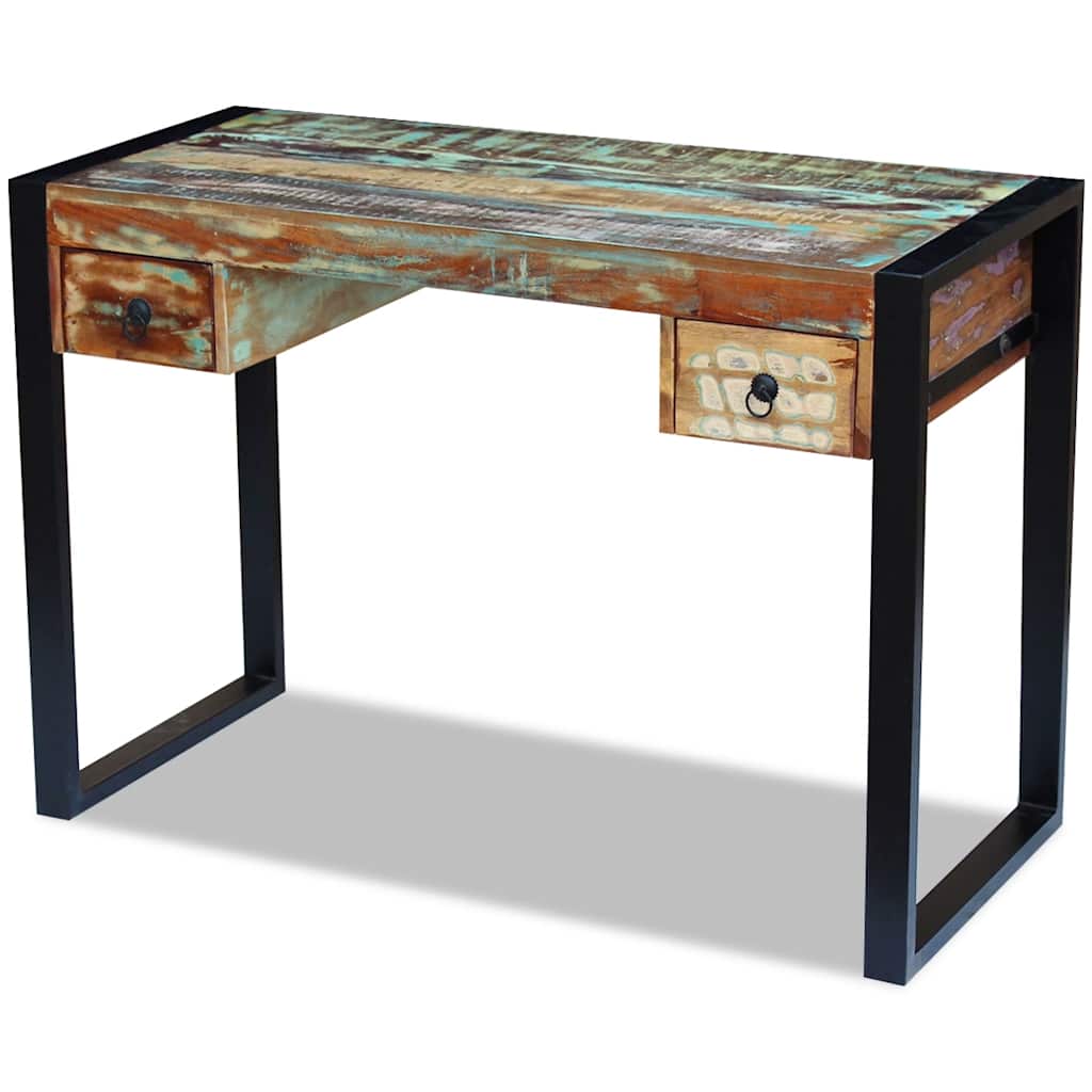 243276 vidaXL Desk Solid Reclaimed Wood - Multicolour - 110 x 50 x 77 cm