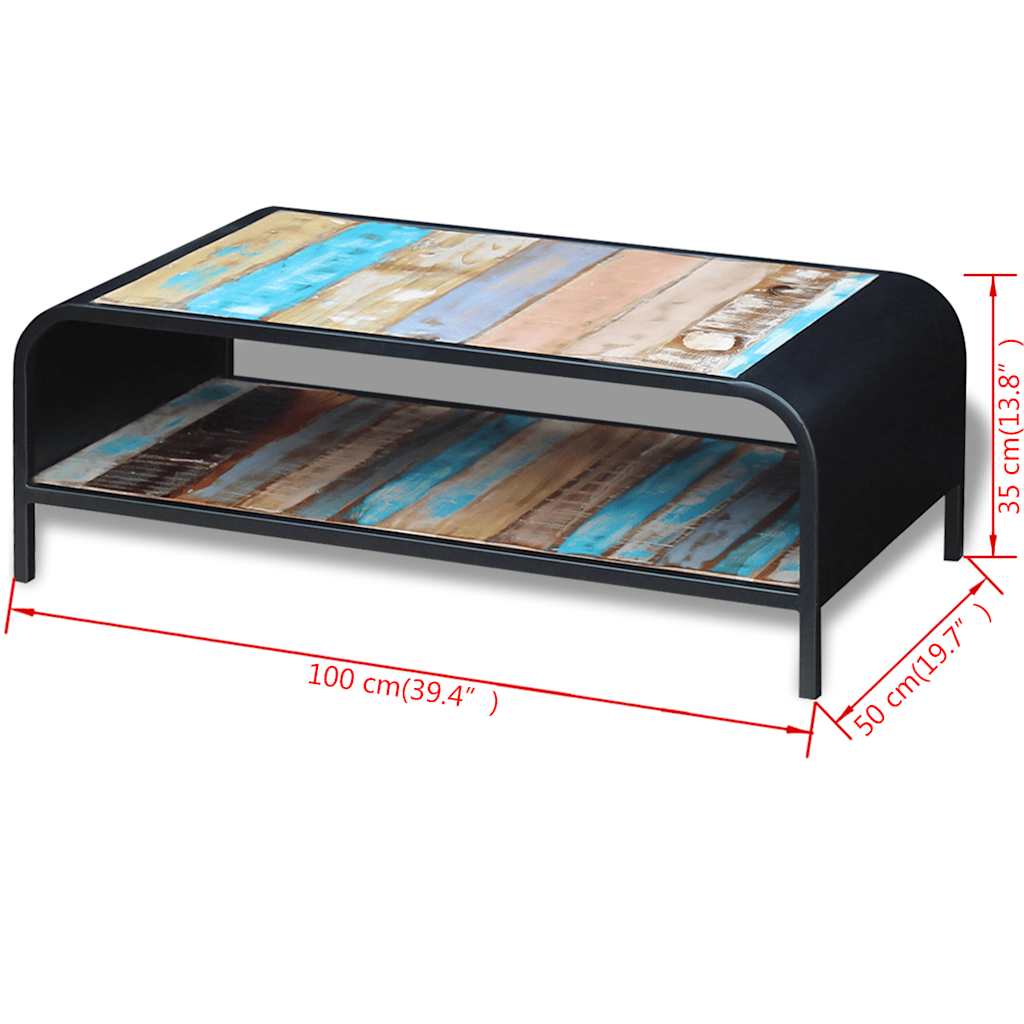 243285 vidaXL Coffee Table Solid Reclaimed Wood - Multicolour - 100 x 50 x 35 cm
