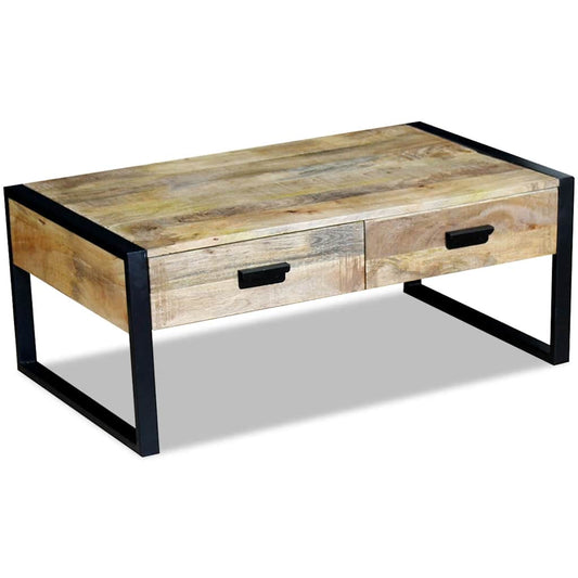 243297 vidaXL Coffee Table with 2 Drawers Solid Mango Wood 100x60x40 cm - Brown