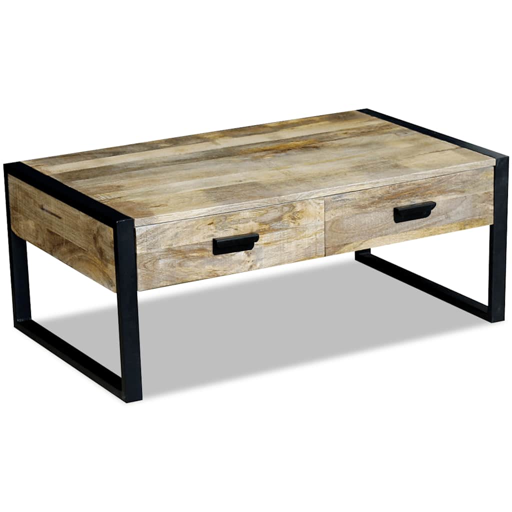 243297 vidaXL Coffee Table with 2 Drawers Solid Mango Wood 100x60x40 cm - Brown