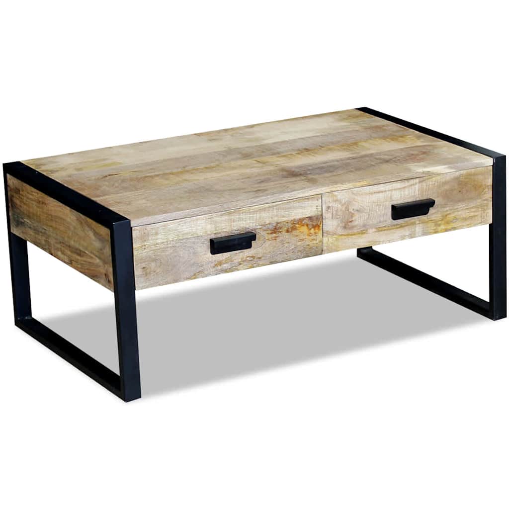 243297 vidaXL Coffee Table with 2 Drawers Solid Mango Wood 100x60x40 cm - Brown