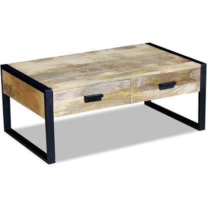 243297 vidaXL Coffee Table with 2 Drawers Solid Mango Wood 100x60x40 cm - Brown