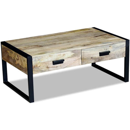 243297 vidaXL Coffee Table with 2 Drawers Solid Mango Wood 100x60x40 cm - Brown