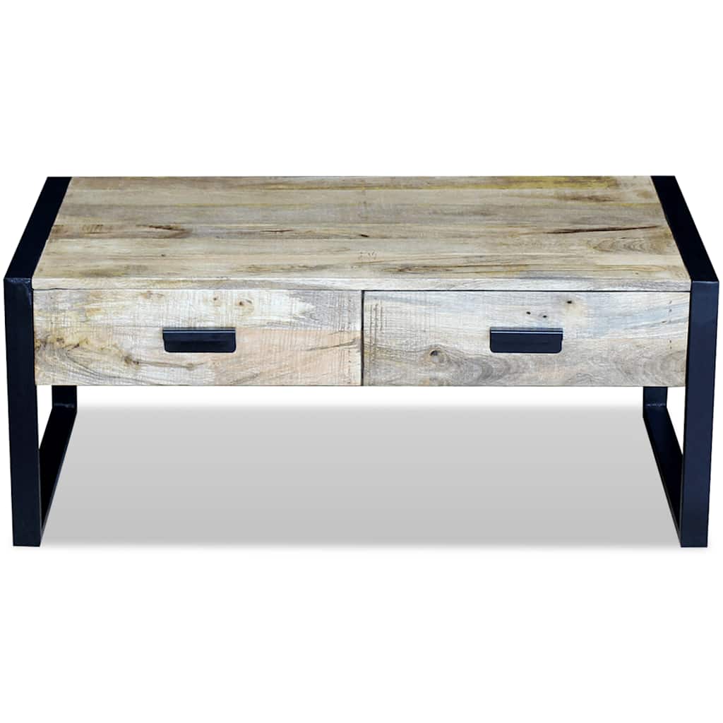 243297 vidaXL Coffee Table with 2 Drawers Solid Mango Wood 100x60x40 cm - Brown