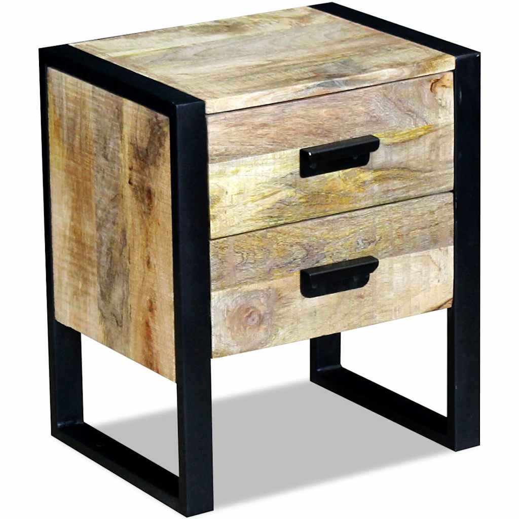 vidaXL Side Table with 2 Drawers Solid Mango Wood 43x33x51 cm - Brown