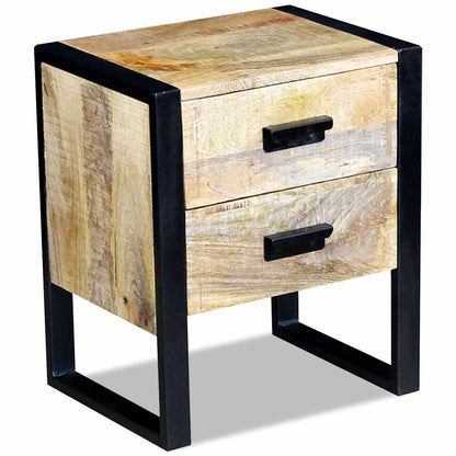 vidaXL Side Table with 2 Drawers Solid Mango Wood 43x33x51 cm - Brown