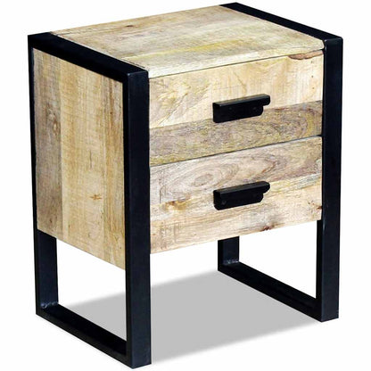 vidaXL Side Table with 2 Drawers Solid Mango Wood 43x33x51 cm - Brown