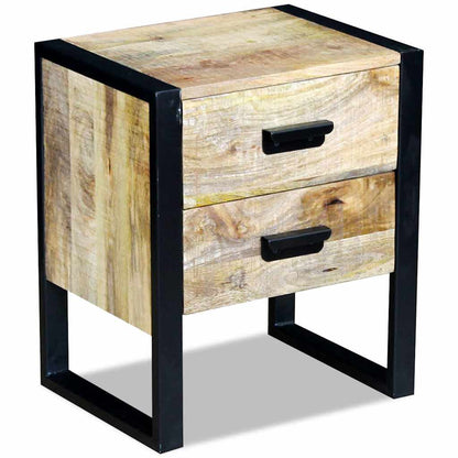 vidaXL Side Table with 2 Drawers Solid Mango Wood 43x33x51 cm - Brown