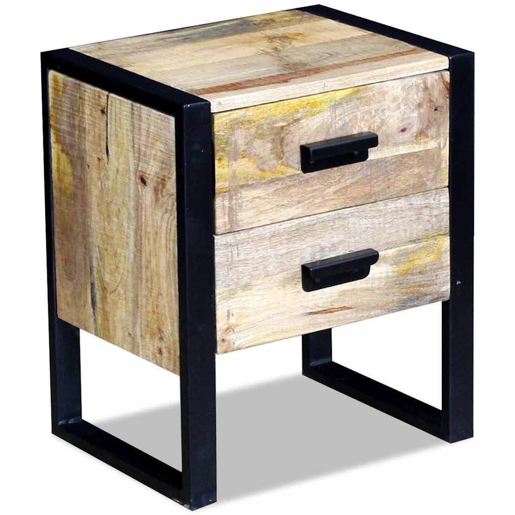 vidaXL Side Table with 2 Drawers Solid Mango Wood 43x33x51 cm - Brown