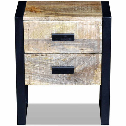 vidaXL Side Table with 2 Drawers Solid Mango Wood 43x33x51 cm - Brown