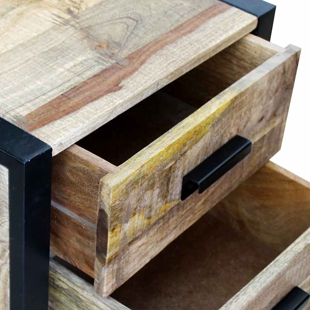 vidaXL Side Table with 2 Drawers Solid Mango Wood 43x33x51 cm - Brown