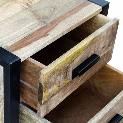 vidaXL Side Table with 2 Drawers Solid Mango Wood 43x33x51 cm - Brown