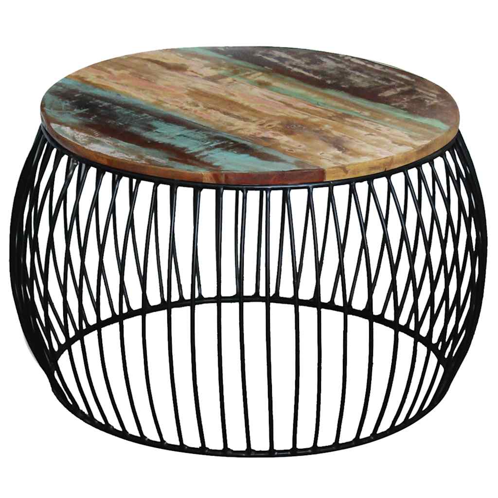 243300 vidaXL Coffee Table Round Solid Reclaimed Wood 68x37 cm - Brown - 37 cm
