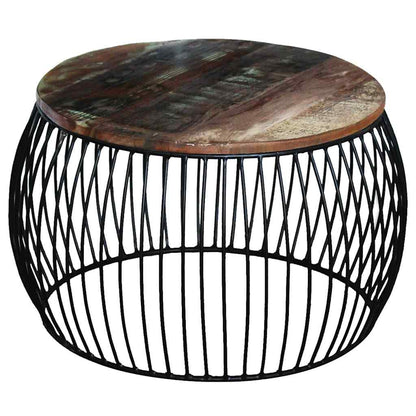 243300 vidaXL Coffee Table Round Solid Reclaimed Wood 68x37 cm - Brown - 37 cm