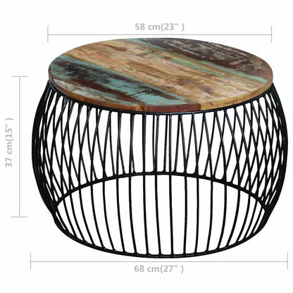 243300 vidaXL Coffee Table Round Solid Reclaimed Wood 68x37 cm - Brown - 37 cm