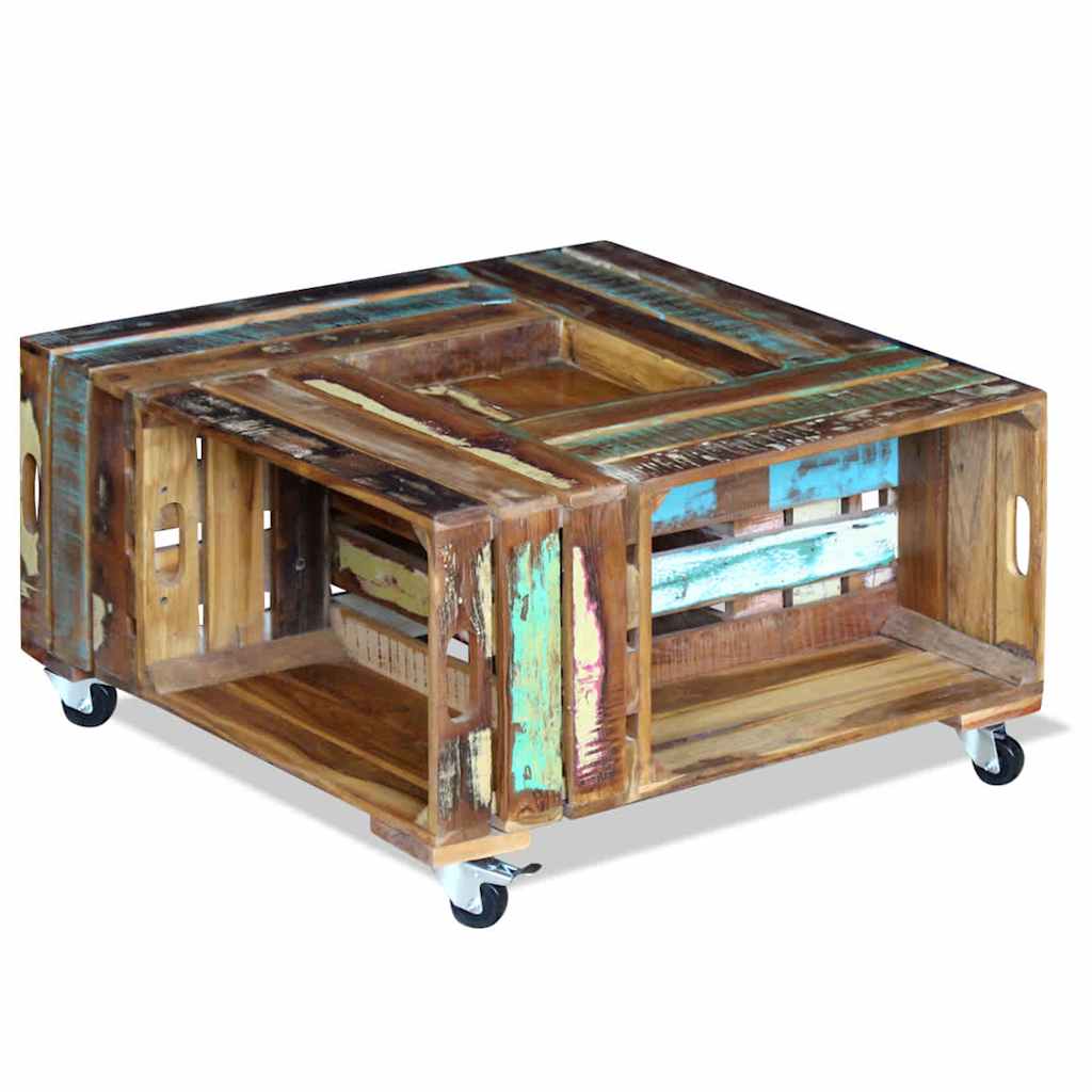 243306 vidaXL Coffee Table Solid Reclaimed Wood 70x70x35 cm - Multicolour