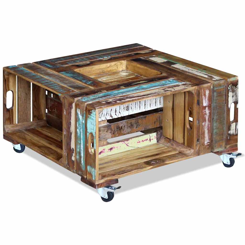 243306 vidaXL Coffee Table Solid Reclaimed Wood 70x70x35 cm - Multicolour