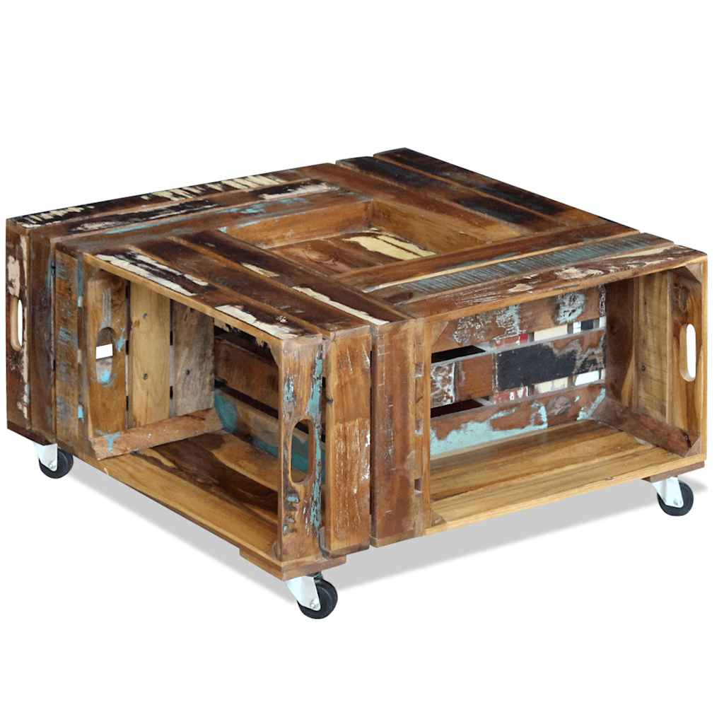 243306 vidaXL Coffee Table Solid Reclaimed Wood 70x70x35 cm - Multicolour