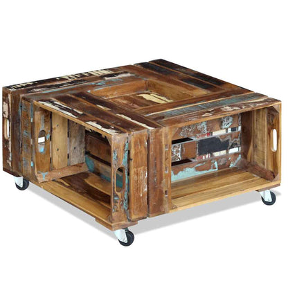 243306 vidaXL Coffee Table Solid Reclaimed Wood 70x70x35 cm - Multicolour
