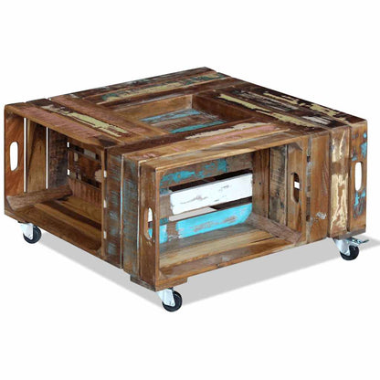 243306 vidaXL Coffee Table Solid Reclaimed Wood 70x70x35 cm - Multicolour