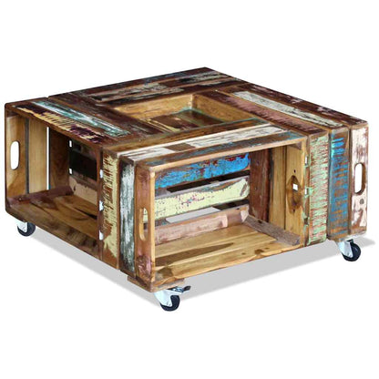 243306 vidaXL Coffee Table Solid Reclaimed Wood 70x70x35 cm - Multicolour