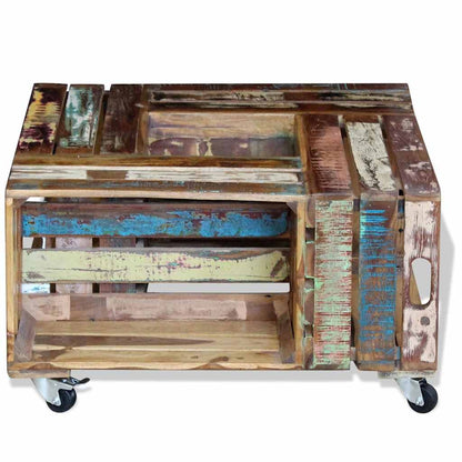 243306 vidaXL Coffee Table Solid Reclaimed Wood 70x70x35 cm - Multicolour