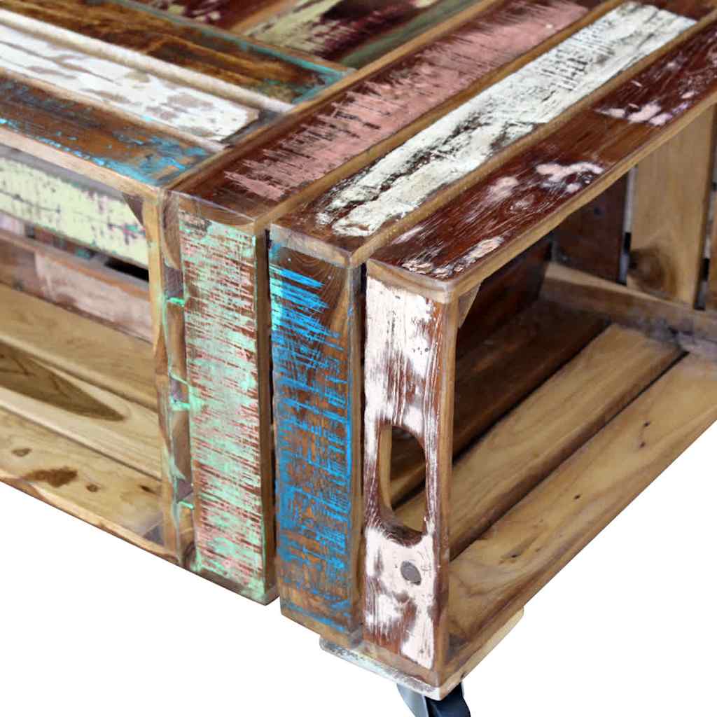 243306 vidaXL Coffee Table Solid Reclaimed Wood 70x70x35 cm - Multicolour