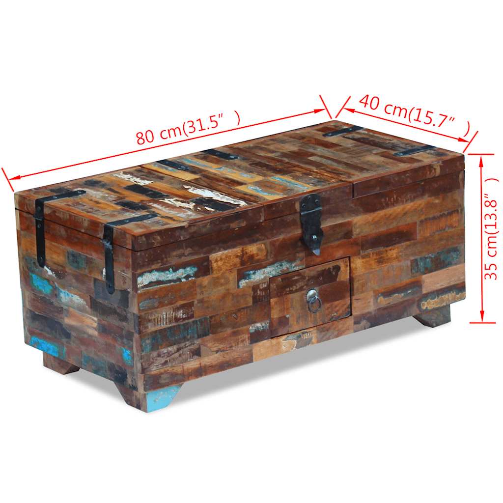 243320 vidaXL Coffee Table Box Chest Solid Reclaimed Wood 80x40x35 cm - Brown