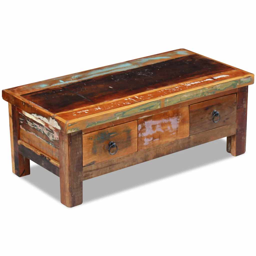 243321 vidaXL Coffee Table Drawers Solid Reclaimed Wood 90x45x35 cm - Brown