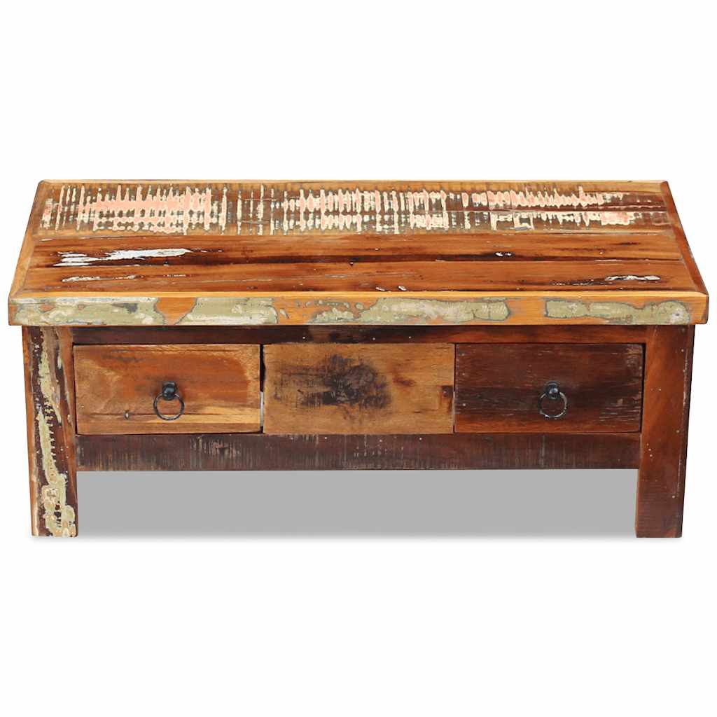 243321 vidaXL Coffee Table Drawers Solid Reclaimed Wood 90x45x35 cm - Brown