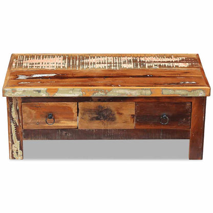 243321 vidaXL Coffee Table Drawers Solid Reclaimed Wood 90x45x35 cm - Brown