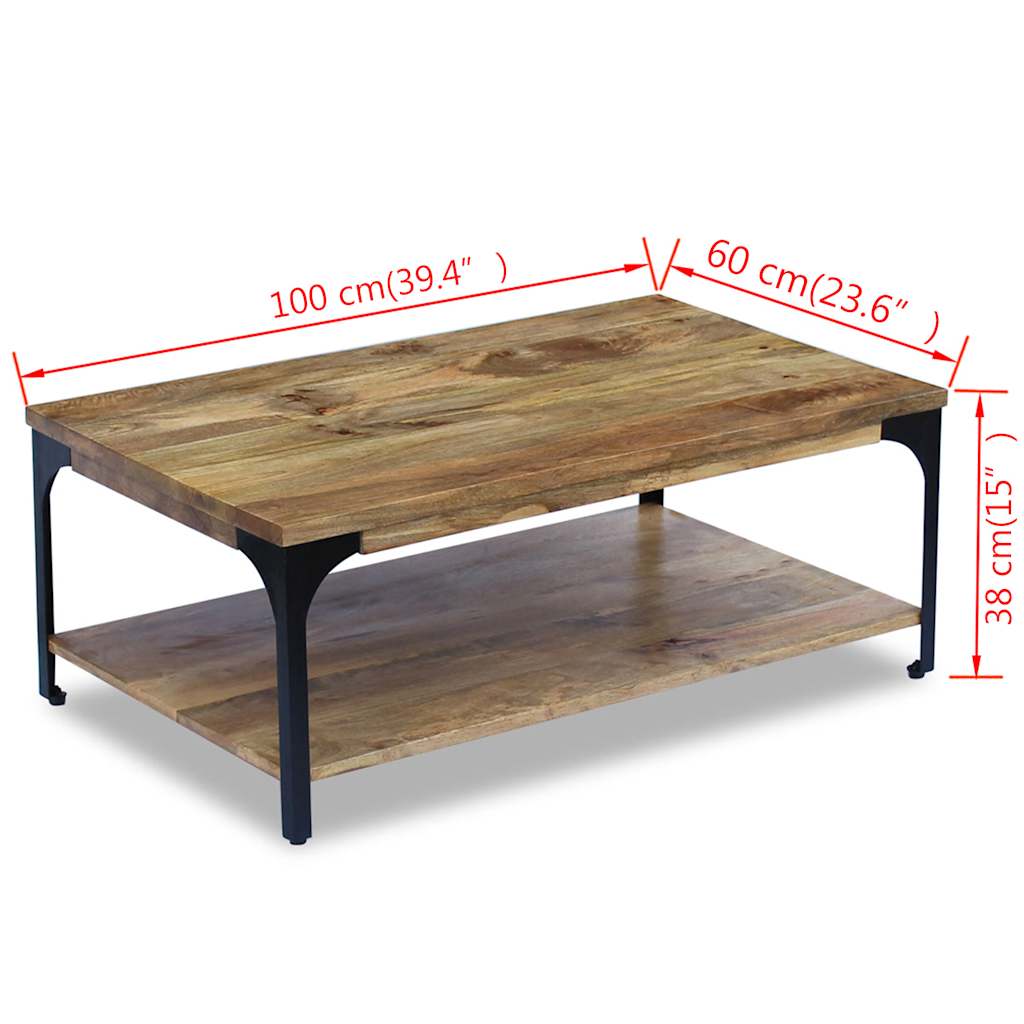 243341 vidaXL Coffee Table Mango Wood 100x60x38 cm - Brown