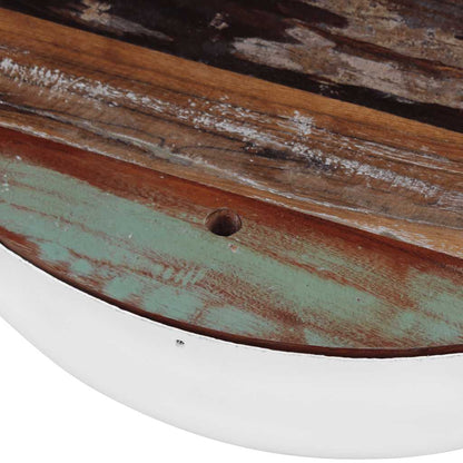 243351 vidaXL Two Piece Bowl Shaped Coffee Table Set Solid Reclaimed Wood - White - 60 x 60 x 30 cm