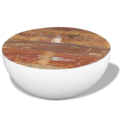 243353 vidaXL Bowl Shaped Coffee Table Solid Reclaimed Wood 60x60x30 cm - White - 30 cm