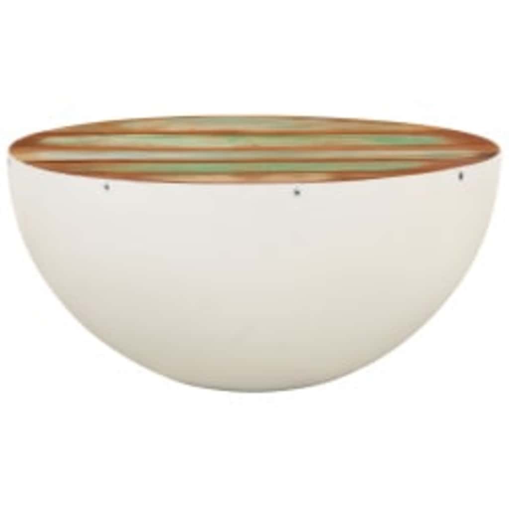 243353 vidaXL Bowl Shaped Coffee Table Solid Reclaimed Wood 60x60x30 cm - White - 30 cm