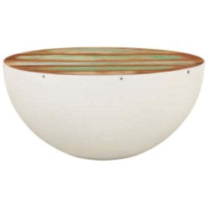 243353 vidaXL Bowl Shaped Coffee Table Solid Reclaimed Wood 60x60x30 cm - White - 30 cm
