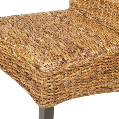 vidaXL Dining Chairs 2 pcs Abaca and Solid Mahogany Wood - Brown - 47 x 50 x 97 cm