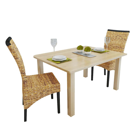 vidaXL Dining Chairs 2 pcs Abaca and Solid Mahogany Wood - Brown - 47 x 50 x 97 cm