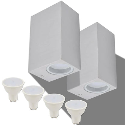 vidaXL Outdoor LED Wall Lights 2 pcs Square Up/Downwards - Silver