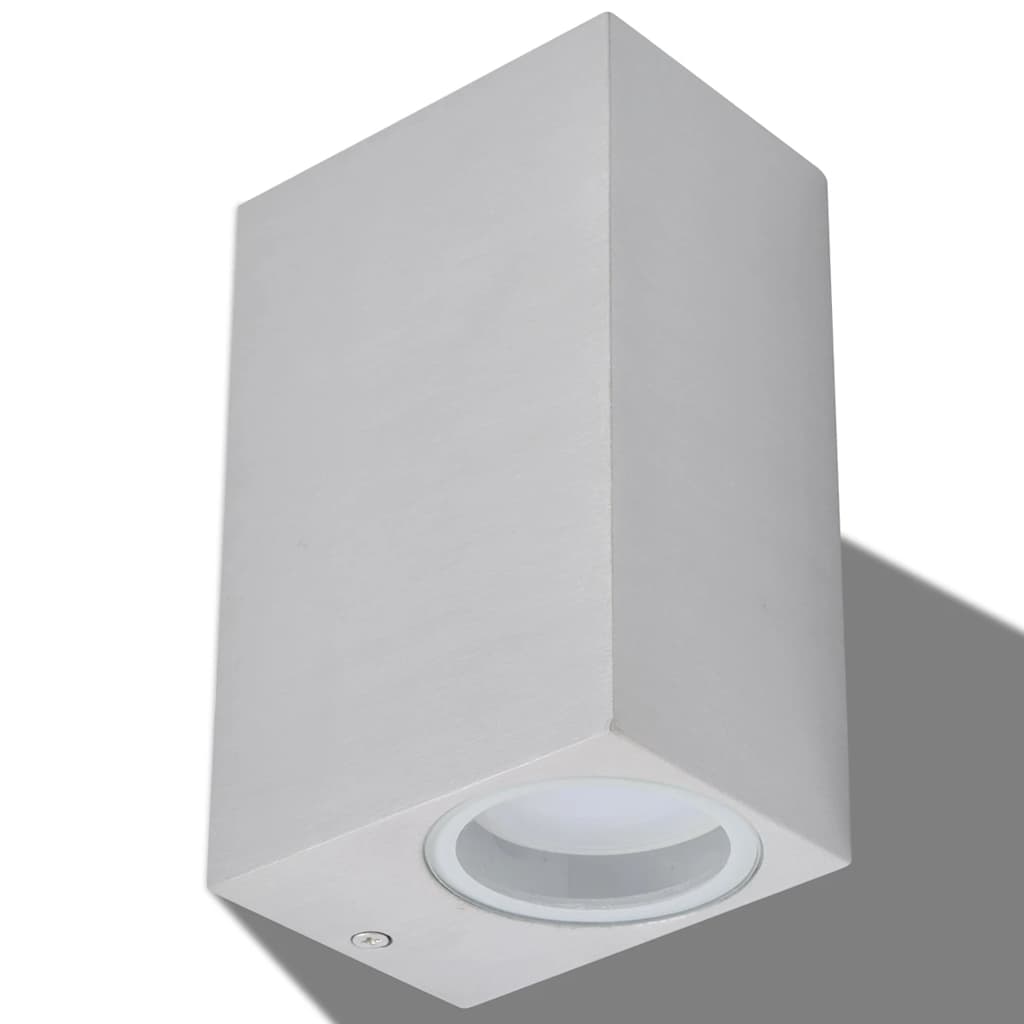 vidaXL Outdoor LED Wall Lights 2 pcs Square Up/Downwards - Silver