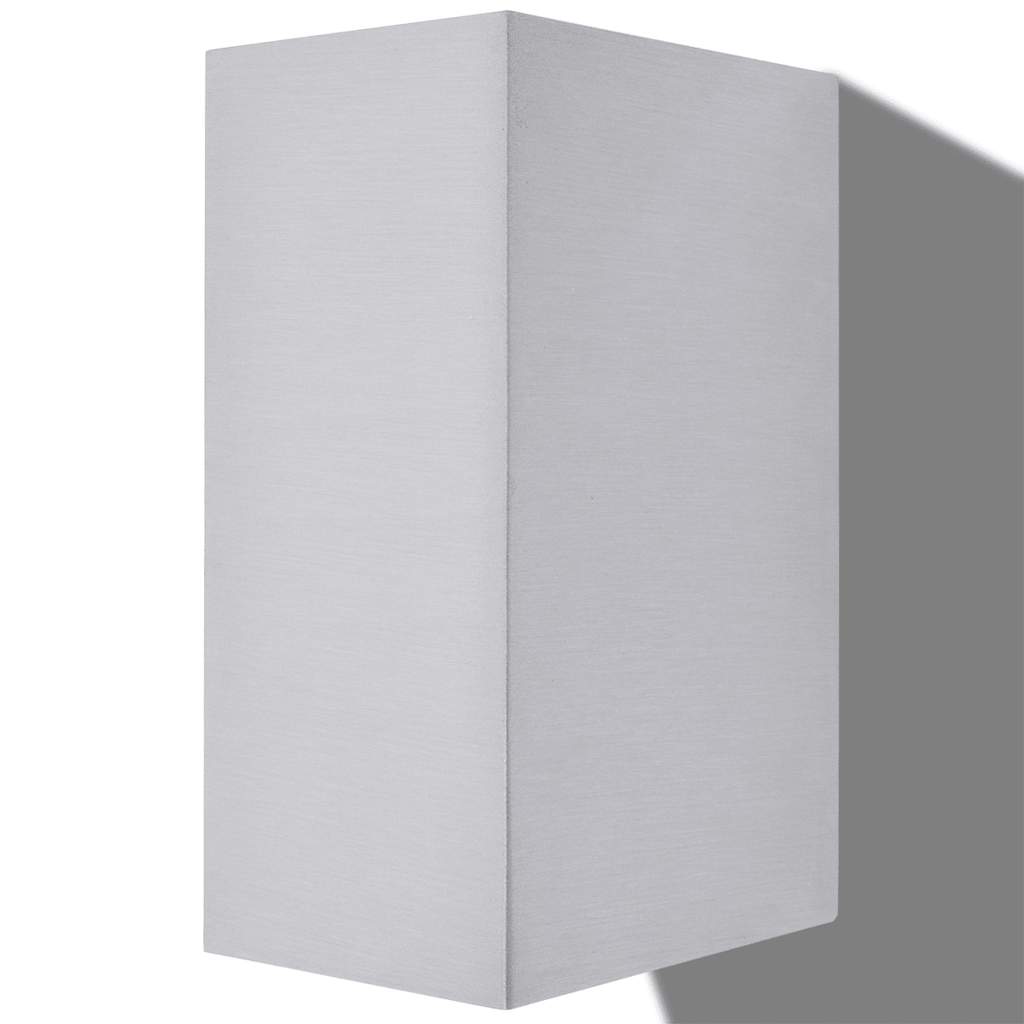 vidaXL Outdoor LED Wall Lights 2 pcs Square Up/Downwards - Silver