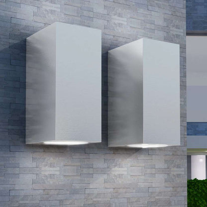vidaXL Outdoor LED Wall Lights 2 pcs Square Up/Downwards - Silver