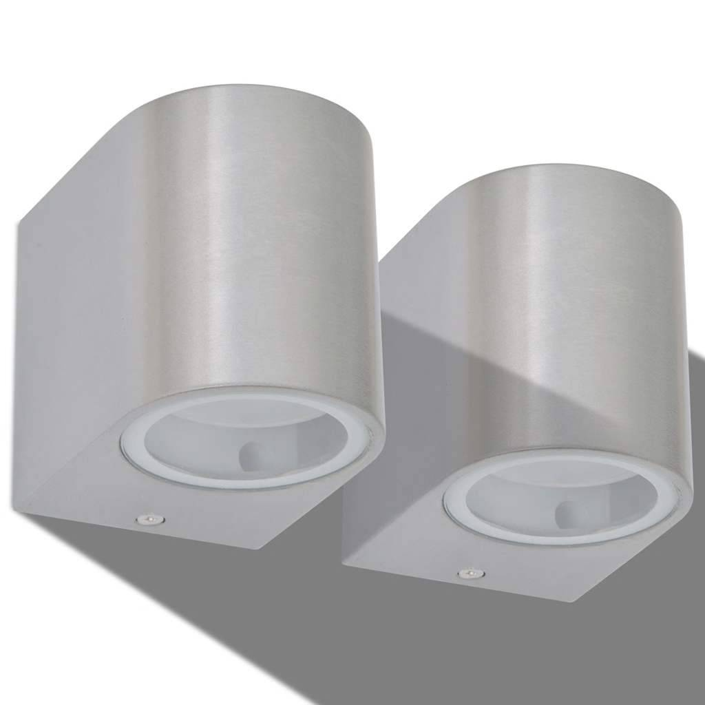 vidaXL Outdoor LED Wall Lights 2 pcs Round Downwards - Silver
